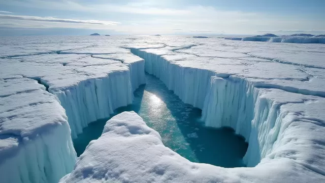 Rapid Lake Drainage Fractures Greenland Glacier